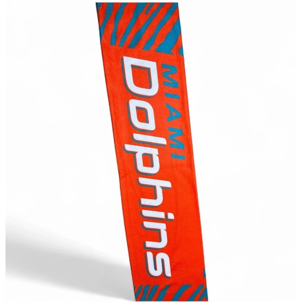 Miami Dolphins FOCO Scarf Team Logo Fringe Orange Aqua NFL Football Fan Gear 54